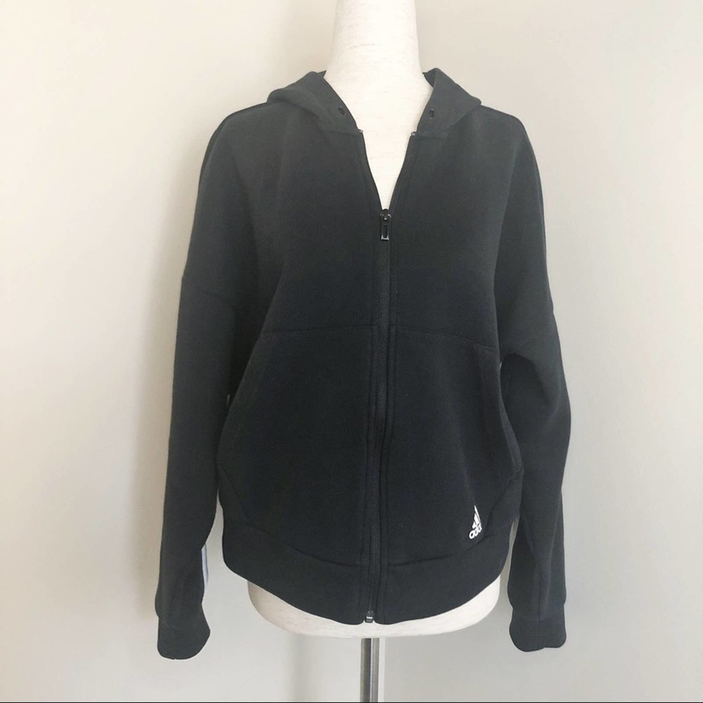 SOLD Adidas classic 3 stripe zip scuba hoodie Med - Picture 7 of 14